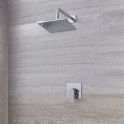 Conjunto de Ducha con Mezclador de Ducha Manual de 1 Función y Alcachofa de Ducha Cuadrada de 300mm Cromado - Harting