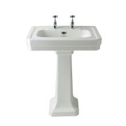 Lavabo con Columna - 640mm - 2 Agujeros para la Grifería  - Victrion de Hudson Reed