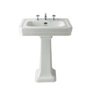 Lavabo con Columna - 640mm - 3 Agujeros para la Grifería  - Victrion de Hudson Reed
