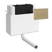 Cisterna Neumática Oculta con Acceso Universal con Entrada Lateral and Latón Cepillado  Placa de Descarga  - Hudson Reed