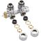 Par de Llaves Termostáticas Angulares Cromadas Multiblock H con Adaptador para Conexión Central de Radiadores o Radiadores Toalleros  - Cobre 14mm

