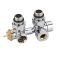 Par de Llaves Termostáticas Angulares Cromadas Multiblock H con Adaptador para Conexión Central de Radiadores o Radiadores Toalleros  - Cobre 14mm

