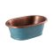 Lavabo Sobre Encimera en Cobre en Estilo Retro -  530mm x 345mm x 180mm - (Sin Agujeros para la Grifería) - Cobre con Exterior Azul con Pátina