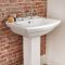 Lavabo de 2 Agujeros con Pedestal de Cerámica Blanca Tradicional con Diseño Cuadrado - Chester
