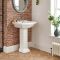 Lavabo de 2 Agujeros con Pedestal de Cerámica Blanca Tradicional con Diseño Cuadrado - Chester