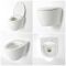 Inodoro WC Oval Moderno Suspendido sin Brida 340x380x570mm con Tapa de WC con Cierre Amortiguado – Kenton