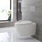Inodoro WC Oval Moderno Suspendido sin Brida 340x380x570mm con Tapa de WC con Cierre Amortiguado – Kenton