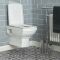 Conjunto Tradicional  Suspendido Mural Cuadrado Blanco para Cuarto de Baño Completo con Inodoro de Cerámica, Tapa y Accesorios de Montaje - Chester