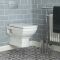 Conjunto Tradicional  Suspendido Mural Cuadrado Blanco para Cuarto de Baño Completo con Inodoro de Cerámica, Tapa y Accesorios de Montaje - Chester
