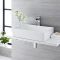 Lavabo Sobre Encimera Rectangular de Cerámica 610x400mm con Grifo Mezclador de Lavabo Monoforo - Haldon