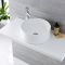 Lavabo Sobre Encimera Redondo de Cerámica 400x400mm con Grifo Mezclador Alto para Lavabo