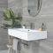 Lavabo Suspendido Moderno Rectangular Blanco 750mm x 420mm con Barra Porta Toallas Cromada- Sandford