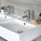 Lavabo Doble Suspendido Moderno Rectangular Blanco 820mm x 420mm con Barras Porta Toallas Cromadas- Sandford