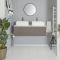 Mueble Base Mural de 1200mm Color Gris Opaco para Lavabo de Sobre Encimera con Encimera Blanca y Opción LED con 2 Lavabos Rectangulares – Newington