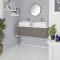 Mueble Base Mural de 1200mm Color Gris Opaco para Lavabo de Sobre Encimera con Encimera Blanca y Opción LED con 2 Lavabos Rectangulares – Newington
