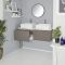 Mueble Base Mural de 1200mm Color Gris Opaco para Lavabo de Sobre Encimera con Encimera Blanca y Opción LED con 2 Lavabos Rectangulares – Newington
