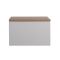 Mueble Base Mural de 600mm Color Blanco Opaco con Lavabo de Sobre Encimera, Encimera de Color Roble y Opción LED - Newington