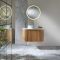 Mueble de Lavabo Suspendido Curvo - Acanalado - Disponible en Mueble de Lavabo Suspendido Curvo Acanalado - Efecto Madera Roble - Disponible en Distintas Medidas y Selección de Lavabos - Chalton