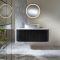 Mueble de Lavabo Suspendido Curvo - Acanalado - Disponible en Mueble de Lavabo Suspendido Curvo Acanalado - Efecto Madera Roble - Disponible en Distintas Medidas y Selección de Lavabos - Chalton
