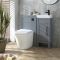 Set de Baño con Mueble de Lavabo Tradicional de Color Gris Claro - 400mm - Completo con Lavabo y Mueble para WC con Inodoro Adosado Alswear - Manijas en Distintas Estilos y Acabados  - Warwick