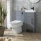 Set de Baño con Mueble de Lavabo Tradicional de Color Gris Claro - 400mm - Completo con Lavabo y Mueble para WC con Inodoro Adosado Sandford - Warwick  - Manijas en Distintas Estilos y Acabados  - Warwick