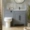 Set de Baño con Mueble de Lavabo Tradicional de Color Gris Claro - 600mm - Completo con Lavabo y Mueble para WC con Inodoro Adosado Covelly - Manijas en Distintas Estilos y Acabados  - Warwick