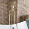 Mezclador de Bañera Independiente y Ducha Completo con Telefonillo en Estilo Industrial - Oro Cepillado - Zandra