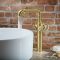 Grifo Mezclador Monoforo Alto para Lavabo en Estilo Industrial - Oro Satinado - Zandra