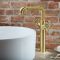 Grifo Mezclador Monoforo Alto para Lavabo en Estilo Industrial - Oro Satinado - Zandra