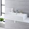 Lavabo Sobre Encimera Suspendido Rectangular de Cerámica 800x415mm con Grifo Mezclador de Lavabo Monoforo -  Exton