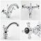 Grifo Mezclador para Lavabo Monoforo Tradicional Cromado y Negro con Manijas en Cruceta - Elizabeth