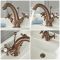Grifo Mezclador para Lavabo Monoforo Tradicional Efecto Bronce Bruñido con Manijas en Cruceta - Elizabeth