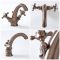 Grifo Mezclador para Lavabo Monoforo Tradicional Efecto Bronce Bruñido con Manijas en Cruceta - Elizabeth