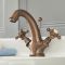 Grifo Mezclador para Lavabo Monoforo Tradicional Efecto Bronce Bruñido con Manijas en Cruceta - Elizabeth