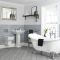 Conjunto de Baño Tradicional Completo con Bañera Exenta, Inodoro Suspendido con Cisterna y Lavabo con Pedestal - Chester