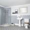 Conjunto Tradicional para Cuarto de Baño Completo con Mampara de Ducha Angular, Inodoro Monobloque y Lavabo con Pedestal - Richmond