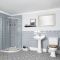 Conjunto Tradicional para Cuarto de Baño Completo con Mampara de Ducha Angular, Inodoro Monobloque y Lavabo con Pedestal - Richmond
