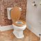 Inodoro WC Tradicional de Cerámica Blanca con Cisterna de Salida Horizontal y Tapa de Color Madera Estilo Retro – Richmond