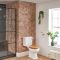 Inodoro WC Tradicional de Cerámica Blanca con Cisterna de Salida Horizontal y Tapa de Color Madera Estilo Retro – Richmond