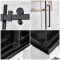 Puerta de Ducha Corredera sin Marco para Esquina Completa con Plato de Ducha Efecto Pizarra - Acabado Negro - Nox - Disponible en Distintas Medidas