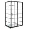 Cabina de Ducha de Esquina Completa con Puerta de Ducha Corredera a Cuadrícula Negra con Plato de Ducha - Disponible en Distintas Medidas - con Panel Lateral - Barq