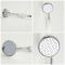 Conjunto de Ducha Completo con Mezclador de Ducha Termostático Tradicional Expuesto de 2 Funciones con Desviador, Teléfono de Ducha y Llenador de Bañera con Acabado Cromado y Blanco - Elizabeth