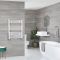 Radiador Toallero Mixto Blanco Plano - 803mm x 500mm - incl. Elemento Eléctrico de 400W, Pieza en Forma de T y Llaves - Neva
