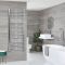 Radiador Toallero Mixto Cromado Curvo - 1600mm x 500mm - incl. 400W Elemento Eléctrico, Pieza en Forma de T y Llaves - Kent