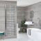 Radiador Toallero Mixto Cromado Curvo - 1800mm x 600mm - incl. 1000W Elemento Eléctrico, Pieza en Forma de T y Llaves - Kent