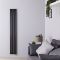 Radiador de Diseño Eléctrico Vertical (Panel Doble) Negro Mate de 1600mm x 236mm con Elemento Eléctrico Wi-Fi de 1200W - Revive