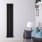 Radiador de Diseño Vertical con Panel Plano - Negro Mate  - 1600mm x 350mm -  732 Vatios (Panel Único) - Delta