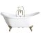 Bañera Acrílica Exenta Tradicional de 1750mm x 730mm con Doble Respaldo y Patas con Acabado Efecto Oro Cepillado - Legend