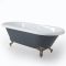 Bañera Exenta Tradicional Gris Piedra con Doble Respaldo con Patas de Color Oro Cepillado - 1795mm x 785mm (Sin Agujeros para la Grifería) - Elton