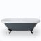 Bañera Exenta Tradicional Gris Piedra con Doble Respaldo con Patas de Color Negro - 1795mm x 785mm (Sin Agujeros para la Grifería) - Elton